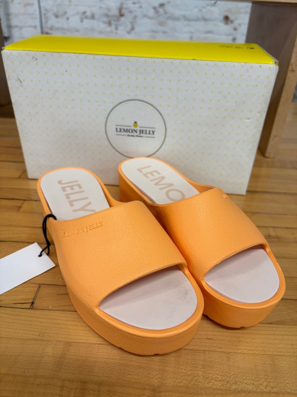 Lemon Jelly Orange Platform Slide Sandals NIB NWT